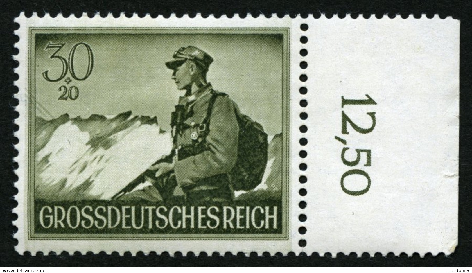 Dt. Reich 885I **, 1944, 30 Pf. Gebirgsjäger Mit Abart Drahtseilbahn Linke Oben, Pracht, Gepr. Schlegel, Mi. 75.- - Autres & Non Classés