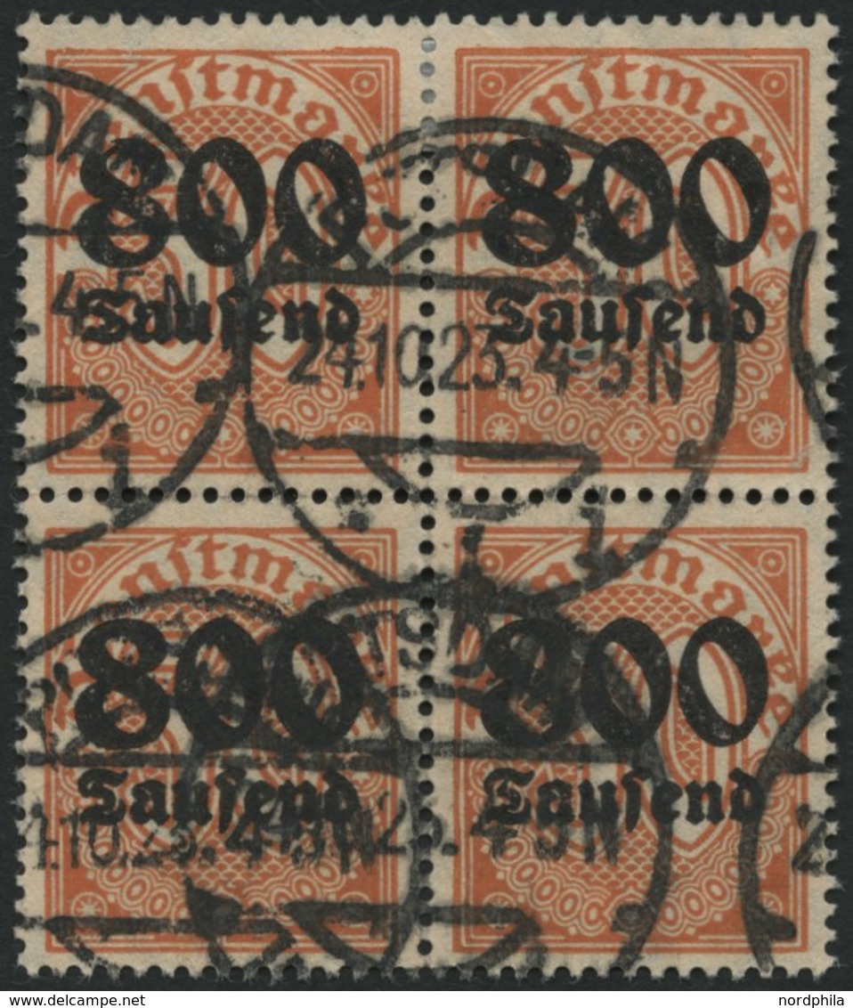 DIENSTMARKEN D 95Y VB O, 1923, 800 Tsd. M. Auf 30 Pf. Dunkelrotorange Auf Mattgelblichorange, Wz. 1, Im Viererblock, Pra - Servizio