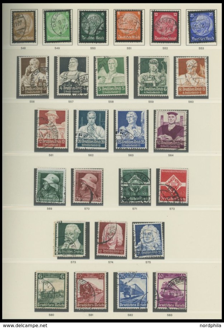 SAMMLUNGEN O, 1933-45, Bis Auf Chicagofahrt, Block 2 Und 3 In Den Hauptnummern Komplette Sammlung Bis 1944 Im Falzlosalb - Used Stamps