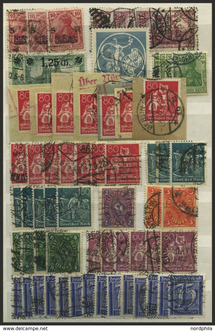 LOTS O,BrfStk , 1919-23, Sauber Gesteckte Dublettenpartie Inflation Von über 360 Meist Kleineren Werten Im Einsteckbuch, - Oblitérés