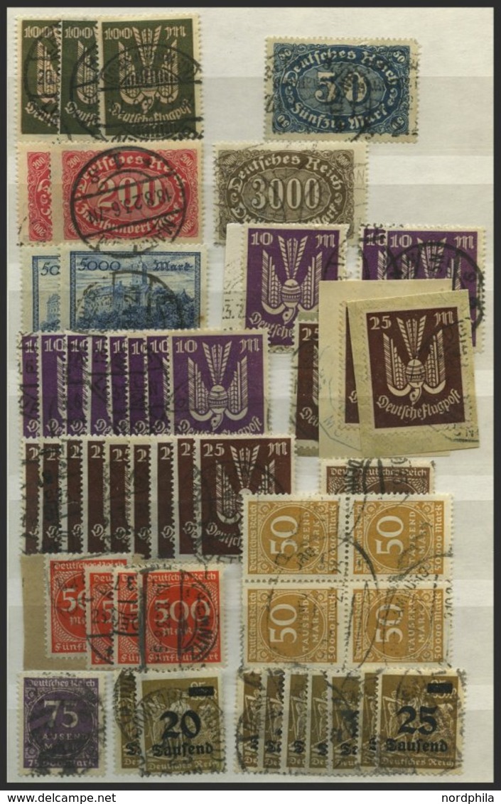 LOTS O,BrfStk , 1919-23, Sauber Gesteckte Dublettenpartie Inflation Von über 360 Meist Kleineren Werten Im Einsteckbuch, - Used Stamps