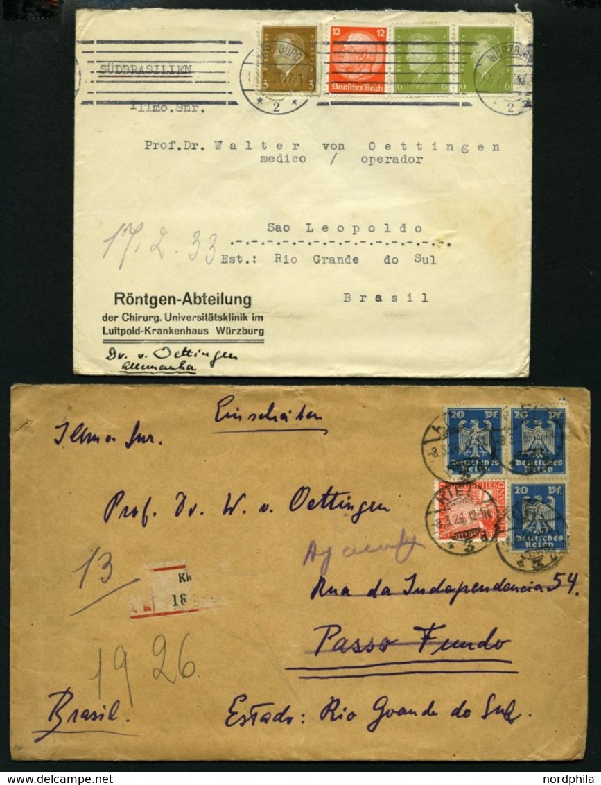 LOTS ca. 1930-32, 20 Briefe nach Brasilien mit verschiedenen Frankaturen, etwas unterschiedlich