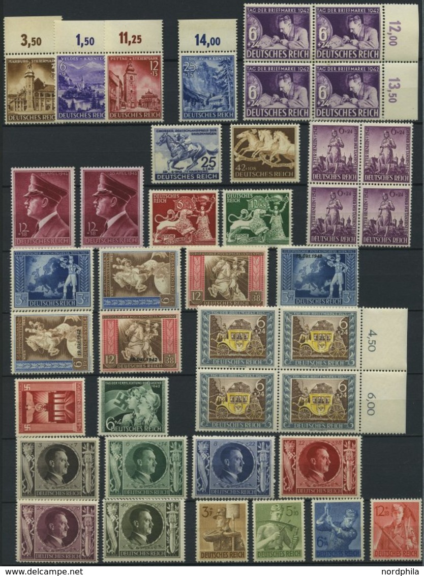 LOTS **, 1938-45, Partie Verschiedener Postfrischer Ausgaben, Pracht, Mi. über 1000.- - Usati