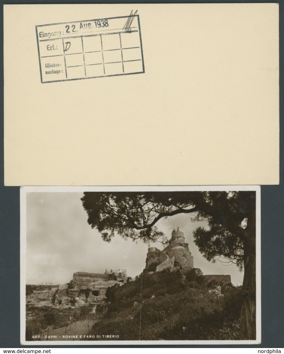 LOTS 1938, Land-Wasser-Schwimmauto Typ SG 6 AMPHIBIUM Von Hanns Trippel, Eigenhändige Neapel-Capri-Expeditionskarte, Sen - Usati
