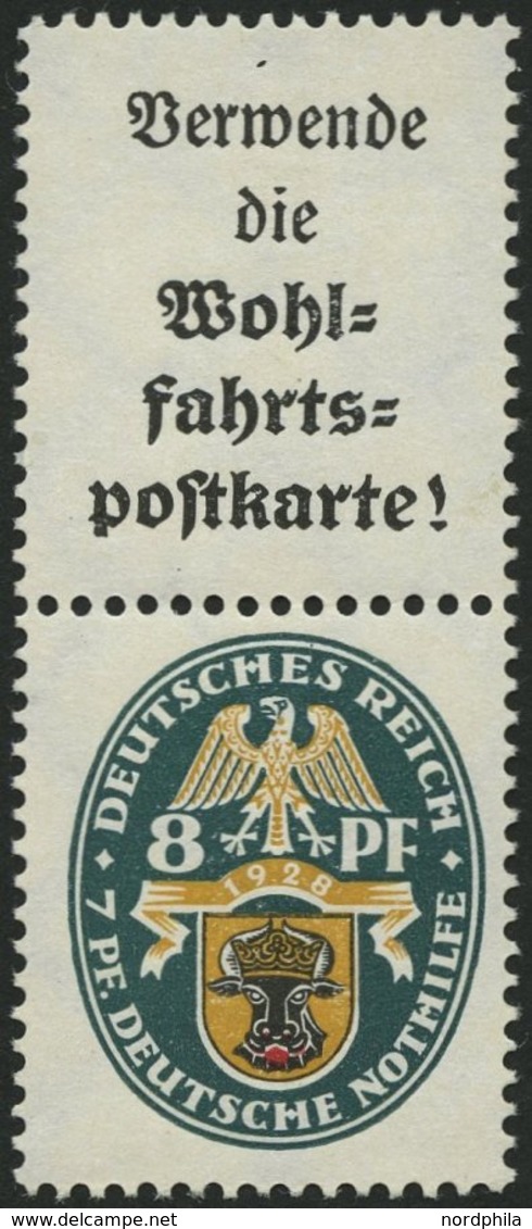ZUSAMMENDRUCKE S 60 *, 1928, Nothilfe A1.1 + 8, Falzrest, Pracht, Mi. 540.- - Zusammendrucke