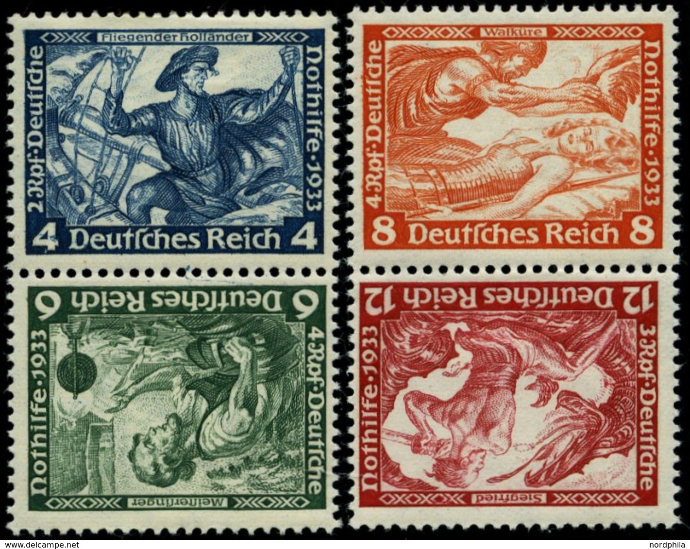 ZUSAMMENDRUCKE SK 19/20 *, 1933, Wagner 4 + 6 Und 8 + 12, Beide Kehrdrucke, Falzrest, Pracht, Mi. 140.- - Se-Tenant