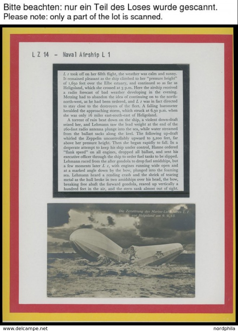 ZEPPELINPOST - MILITÄRLUFTSCHIFFAHRT 1912/3, L1 (LZ 14) Marineluftschiff: Seltene Bild- Und Datendokumentation Auf 7 Sei - Poste Aérienne & Zeppelin