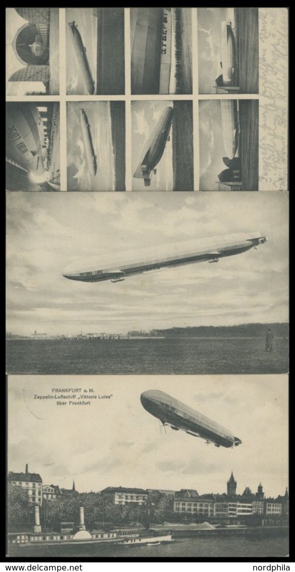 ZEPPELINPOST 4 BRIEF, 1913 Luftschiff Viktoria-Luise, 3 Zeppelin-Ansichtskarten, U.a. Bordpoststempel Und Bordstempel Vo - Airmail & Zeppelin