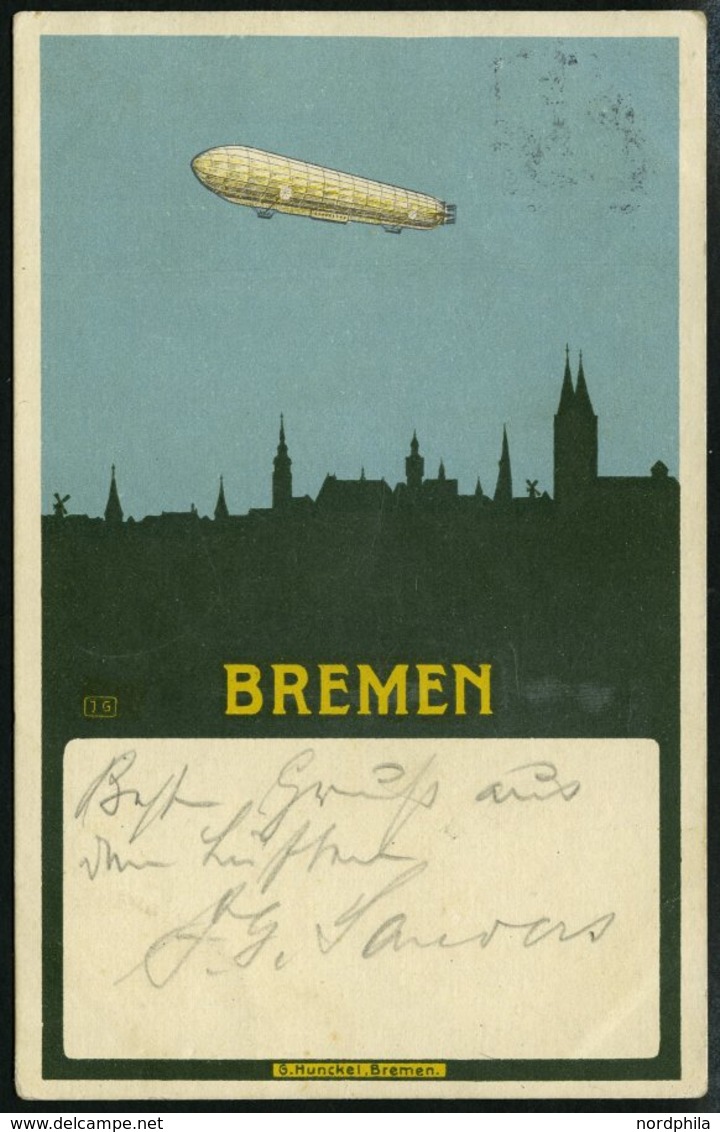 ZEPPELINPOST 6Ia BRIEF, 1912, Luftschiff Hansa, Bordpoststempel Und Bordstempel Vom 6.10.12 Von Der Fahrt Von Hamburg Na - Poste Aérienne & Zeppelin