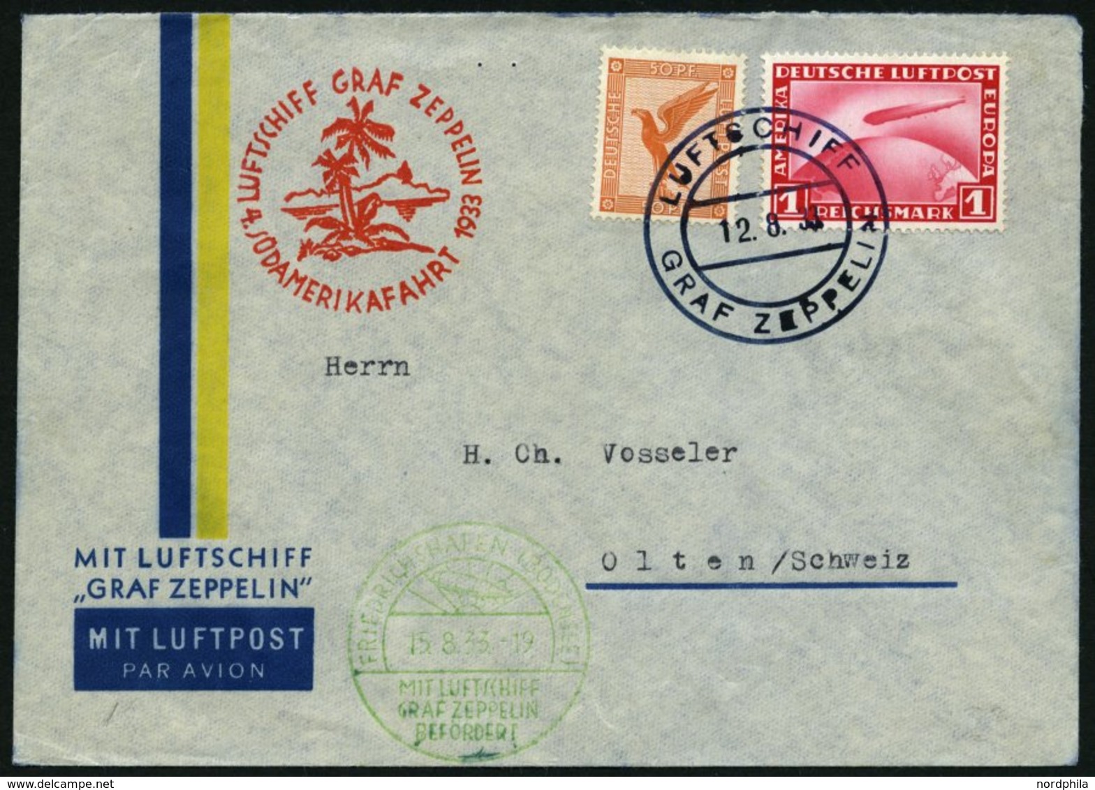 ZEPPELINPOST 223Ac BRIEF, 1933, 4. Südamerikafahrt, Bordpost Rückfahrt, Prachtkarte - Airmail & Zeppelin