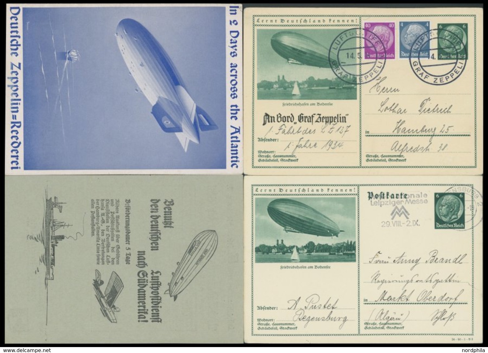 ZEPPELINPOST 0246I BRIEF, 1934, Werkstättenfahrt, Bordpost, Prachtkarte, Dazu Fahrplan Nach Südamerika Und Reklameheft D - Poste Aérienne & Zeppelin