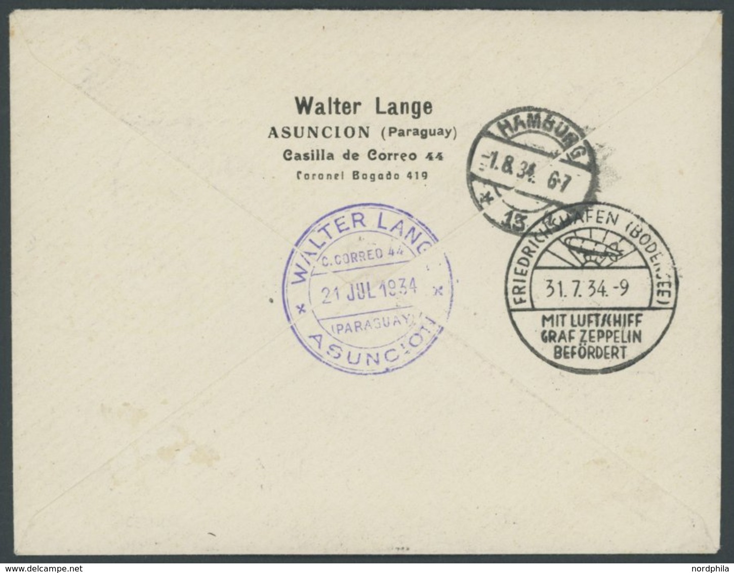 ZEPPELINPOST 264 BRIEF, 1934, 4. Südamerikafahrt, Parag. Post, Einschreibbrief, Pracht - Poste Aérienne & Zeppelin
