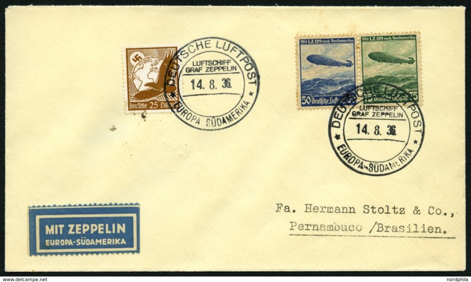 ZEPPELINPOST 362A BRIEF, 1936, 11. Südamerikafahrt, Bordpost Hinfahrt, Prachtbrief - Airmail & Zeppelin