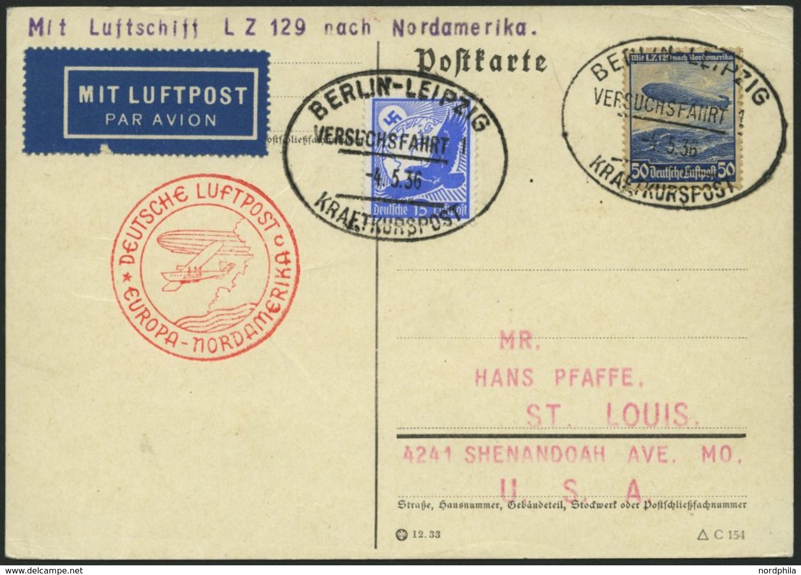 ZEPPELINPOST 406C BRIEF, 1936, Kraftkurspost Der Versuchsfahrt 1, Kurs Berlin - Leipzig, Weiterbefördert Mit Luftschiff  - Poste Aérienne & Zeppelin