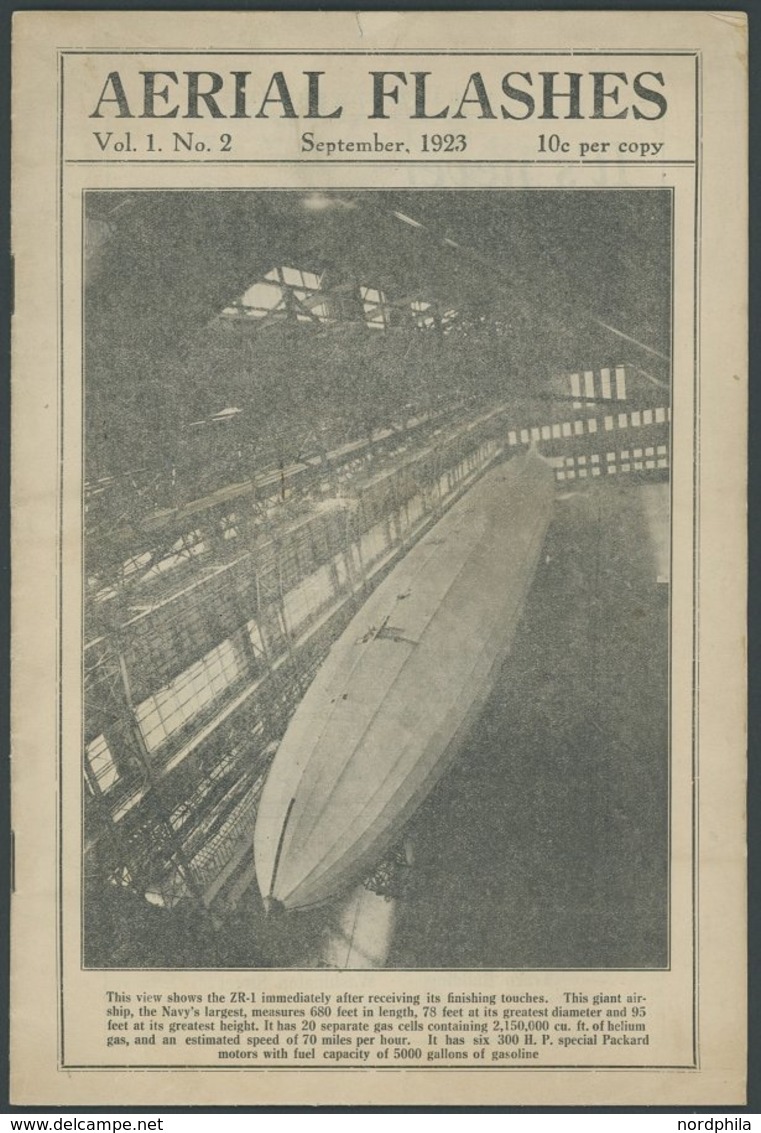 ZEPPELINPOST 1923, Lakehurst N.J./Aerial Flashes, Lokalanzeiger Mit Text Und Titelseite, Gewidmet Der Jungfernfahrt ZR 1 - Airmail & Zeppelin