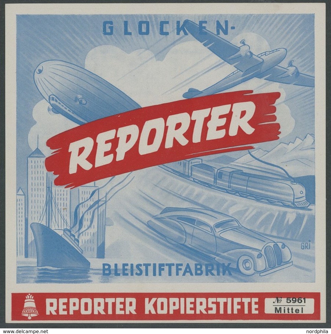 ZEPPELINPOST 1936, Zeppelin Und Moderne Verkehrsmittel Auf Reklameblatt Einer Bleistiftfabrik, Dazu Zeppelinbild-Zigarre - Poste Aérienne & Zeppelin