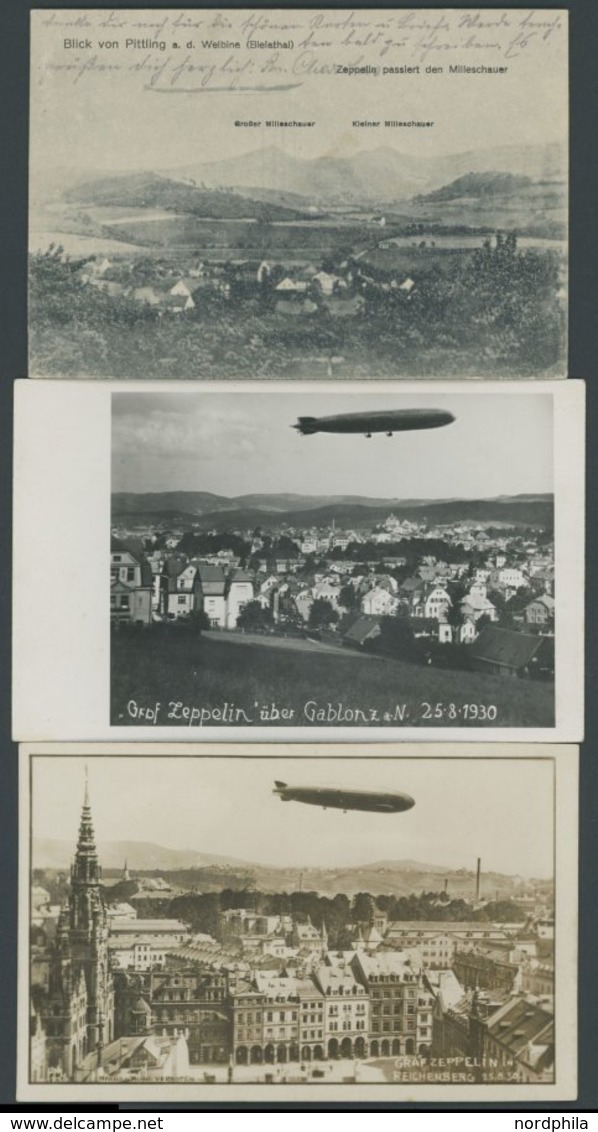 ZULEITUNGSPOST (80Da) BRIEF, Österreich: 1930, Ostpreußen-Rückfahrt über Das Sudetenland Am 25.8.30 Sowie 2 Fotokarten ü - Zeppeline