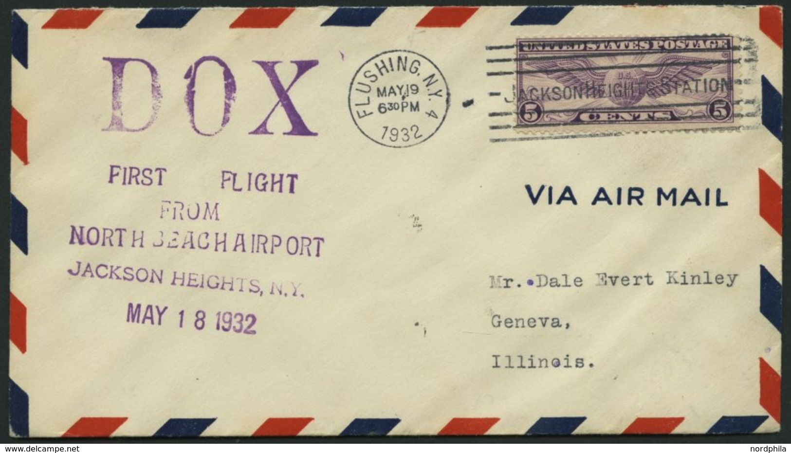 DO-X LUFTPOST 60.USA BRIEF, 19.05.1932, Erinnerungsbeleg Aus New York Zum DO X Abflug, Prachtbrief - Lettres & Documents