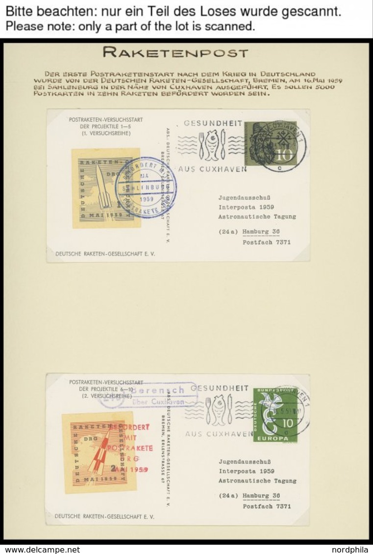 RAKETENPOST 1935-61, Ausstellungssammlung Mit 47 Belegen Und 7 Vignettenblöcken Von Deutschland, Frankreich, Italien, Lu - Airmail & Zeppelin