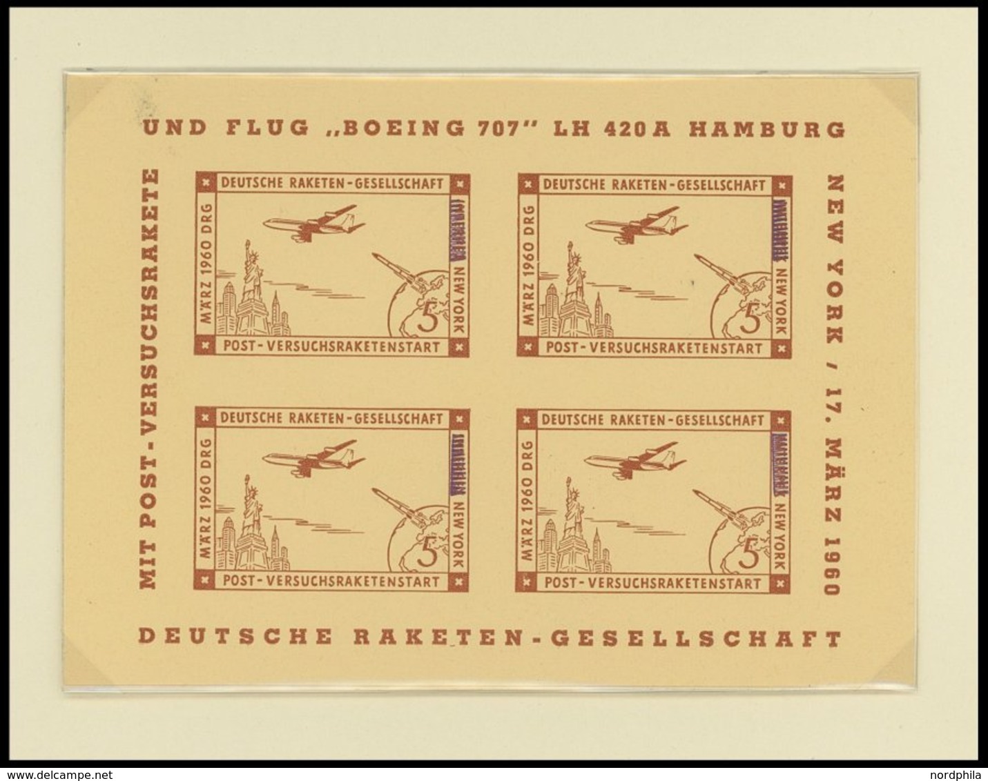 RAKETENPOST 1935-61, Ausstellungssammlung Mit 47 Belegen Und 7 Vignettenblöcken Von Deutschland, Frankreich, Italien, Lu - Luft- Und Zeppelinpost