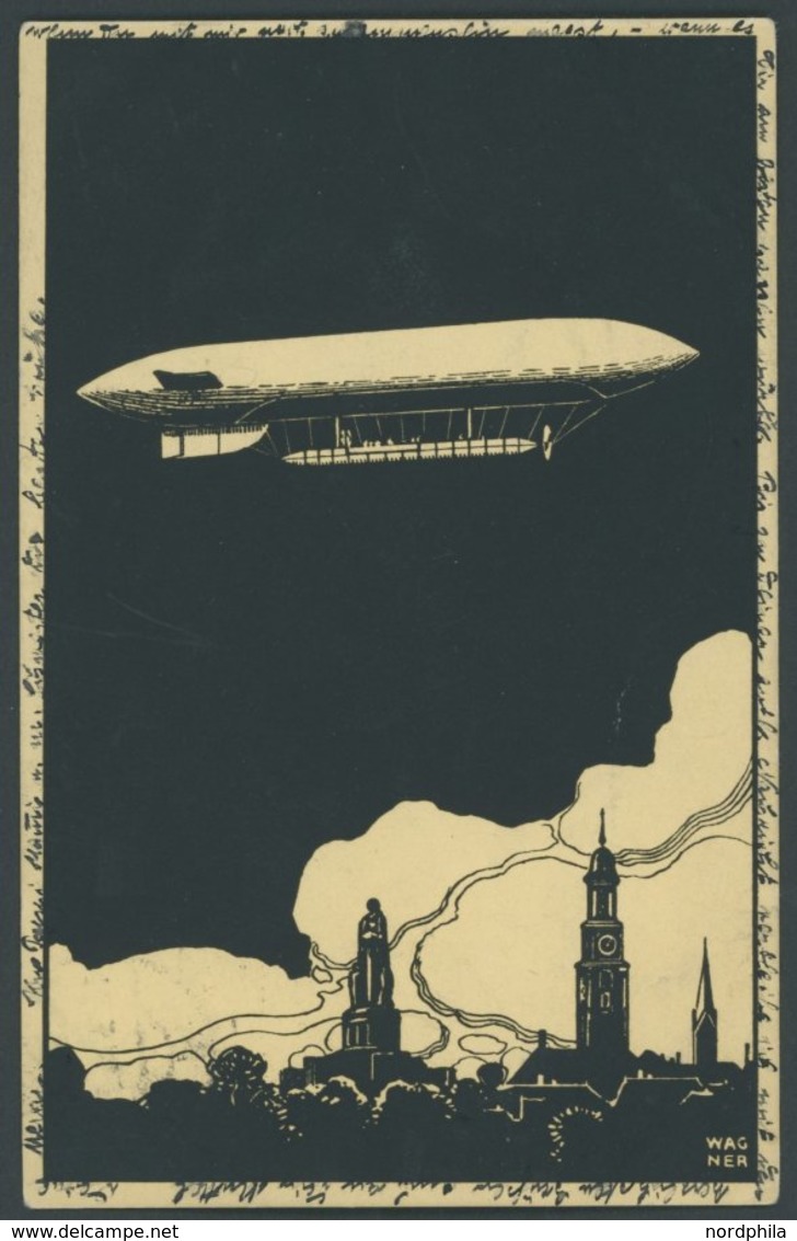 ALTE ANSICHTSKARTEN 1915, Kromer Luftschiffbau: Seltene Reklamekarte Luftschiff über Hamburg Der 1910 In Hamburg Gegründ - Autres & Non Classés