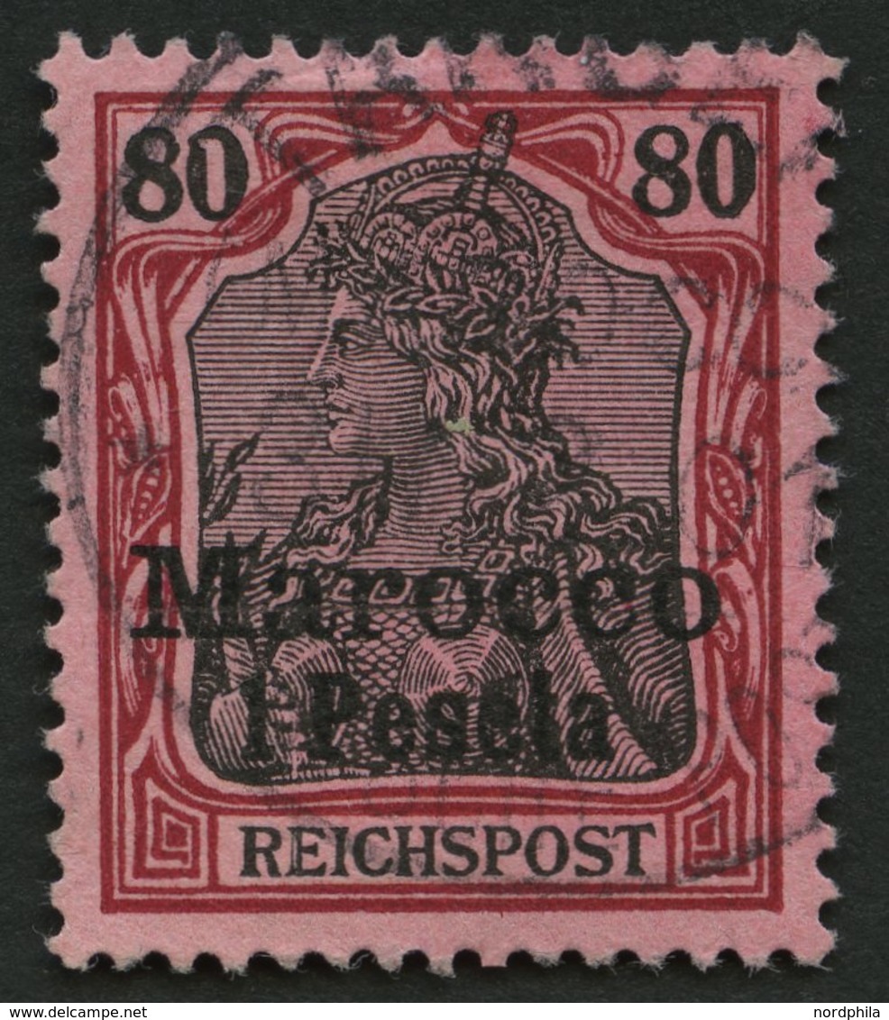 DP IN MAROKKO 15PFIV O, 1900, 1 P. Auf 80 Pf. Mit Plattenfehler O Der Linken 80 Oben Links Ausgebeult, Pracht, Fotoattes - Deutsche Post In Marokko