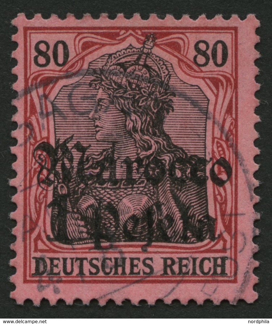 DP IN MAROKKO 42 O, 1911, 1 P. Auf 80 Pf., Mit Wz., Pracht, Mi. 350.- - Deutsche Post In Marokko