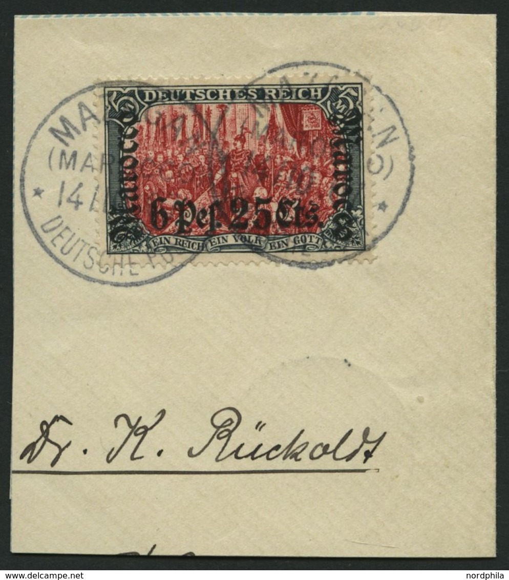 DP IN MAROKKO 45 BrfStk, 1906, 6 P. 25 C. Auf 5 M., Mit Wz., Stempel MAZAGAN, Großes Prachtbriefstück - Morocco (offices)