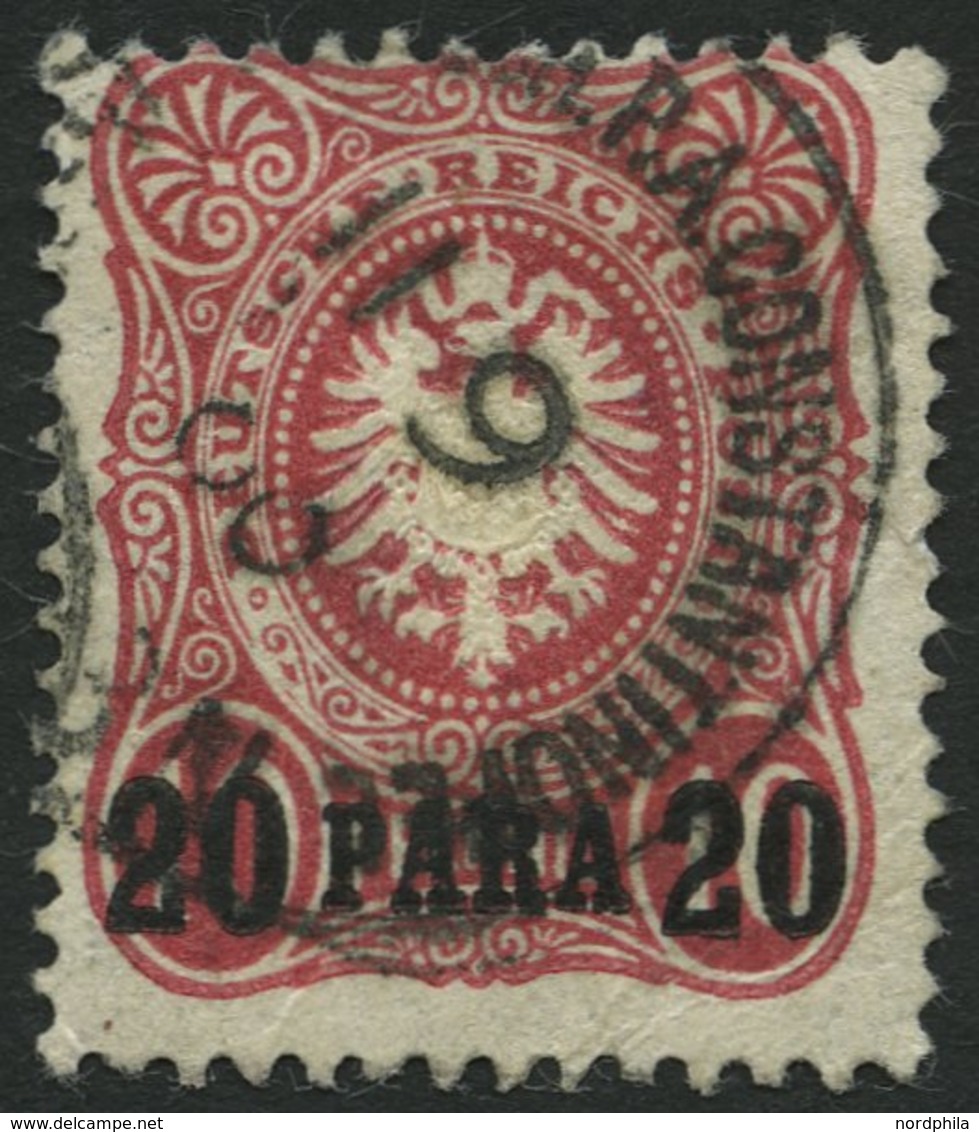 DP TÜRKEI 2b O, 1886, 20 PA. Auf 10 Pf. Dunkelrosarot Mit Wiederverwendetem Stempel Konstantinopel Nr. 3 In Therapia, Bü - Turkey (offices)