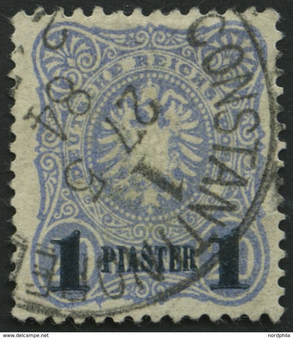 DP TÜRKEI 3b O, 1884, 1 PIA. Auf 20 Pf. Violettultramarin, Aufdruck Blauschwarz, Feinst, Gepr. Drahn, Mi. 90.- - Deutsche Post In Der Türkei
