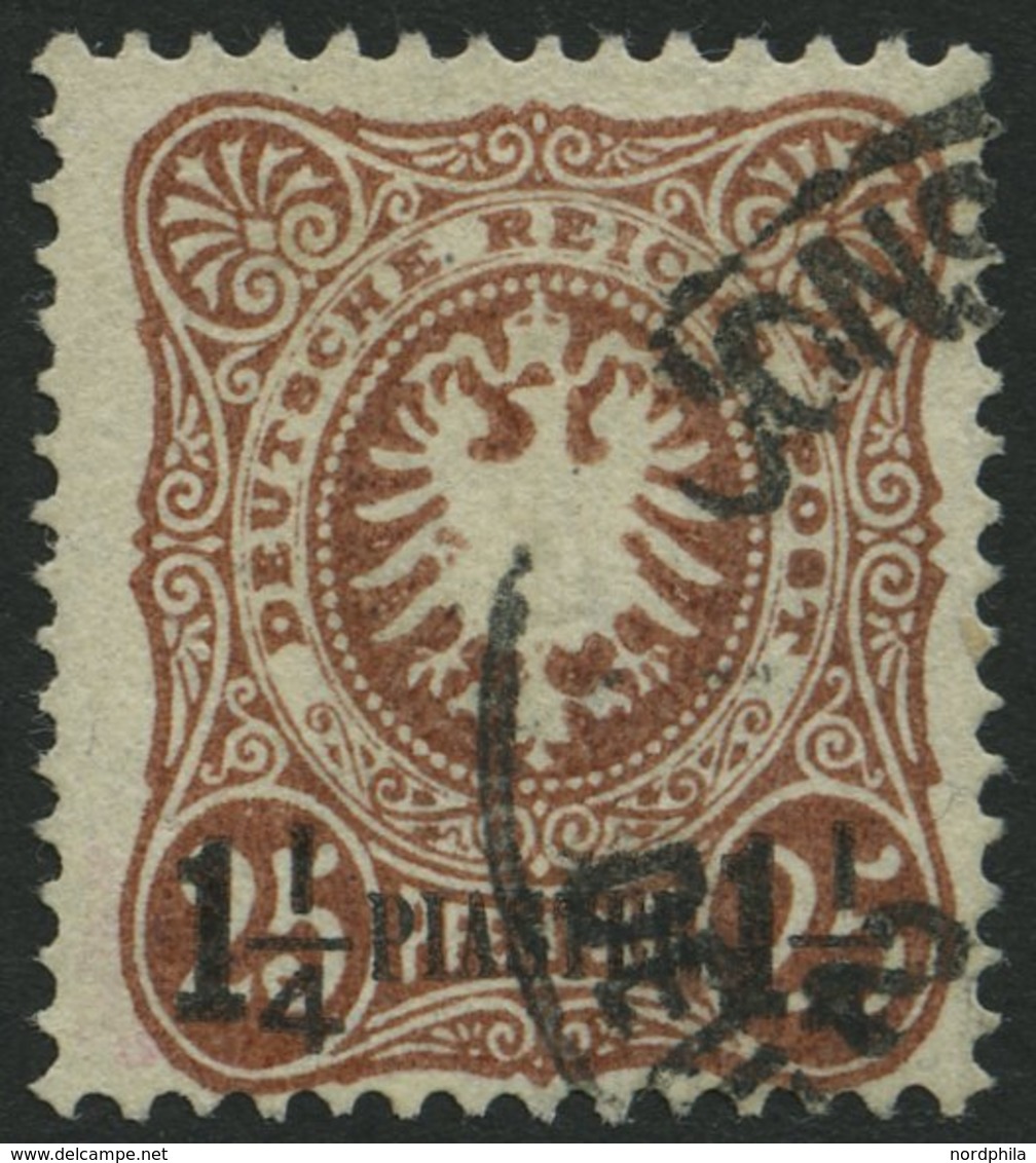DP TÜRKEI 4b O, 1887, 11/4 PIA. Auf 25 Pf. Orangebraun, Rückseitige Schürfung Sonst Pracht, Gepr. Jäschke-L., Mi. 340.- - Deutsche Post In Der Türkei
