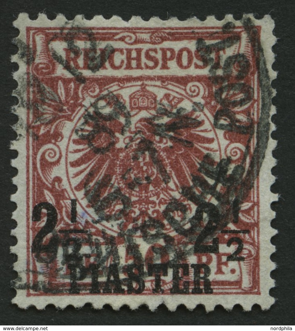 DP TÜRKEI 10a O, 1889, 21/2 PIA. Auf 50 Pf. Bräunlichrot, Feinst, Gepr. Bothe, Mi. 550.- - Turquie (bureaux)
