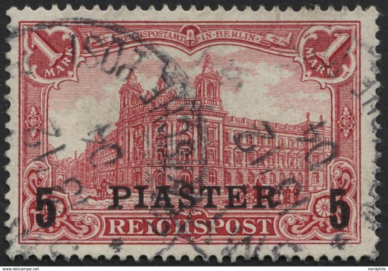 DP TÜRKEI 20II O, 1903, 5 PIA. Auf 1 M., Aufdruck Type II, üblich Gezähnt Pracht, Mi. 130.- - Turchia (uffici)