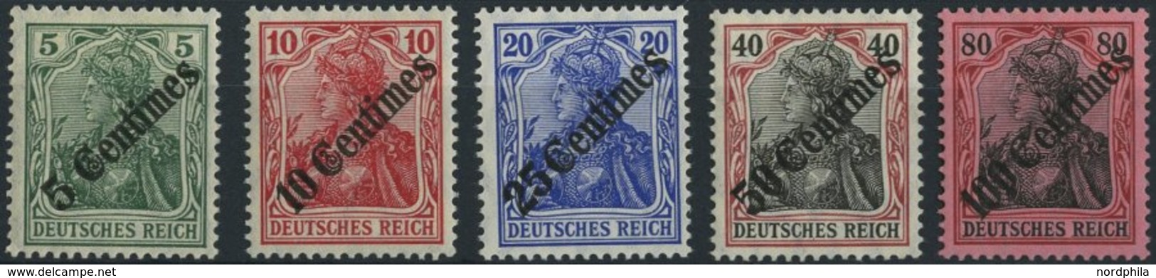 DP TÜRKEI 48-52 *, 1908, Diagonaler Aufdruck, Falzreste, Prachtsatz, Mi. 100.- - Deutsche Post In Der Türkei