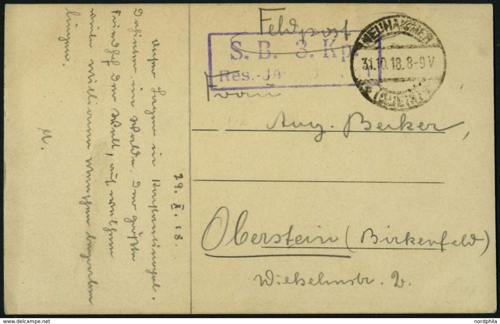 DP TÜRKEI 1918, Feldpost-Ansichtskarte Von NEUHAMMER Mit Soldatenbriefstempel Nach Oberstein, Pracht - Turchia (uffici)