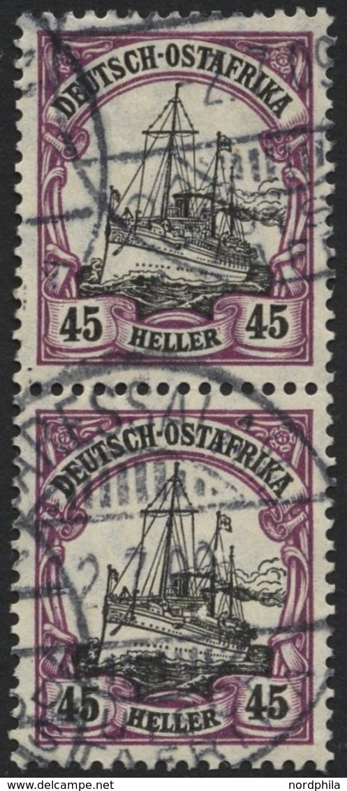 DEUTSCH-OSTAFRIKA 36 Paar O, 1906, 45 H. Mittelbraunviolett/schwarz, Mit Wz., Im Senkrechten Paar, Pracht, Mi. (140.-) - Africa Orientale Tedesca