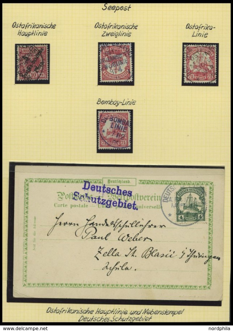 DEUTSCH-OSTAFRIKA O,Brief , Deutsche Seepost: 4 Verschiedene Stempel Und Eine Karte Mit Nebenstempel Deutsches Schutzgeb - German East Africa