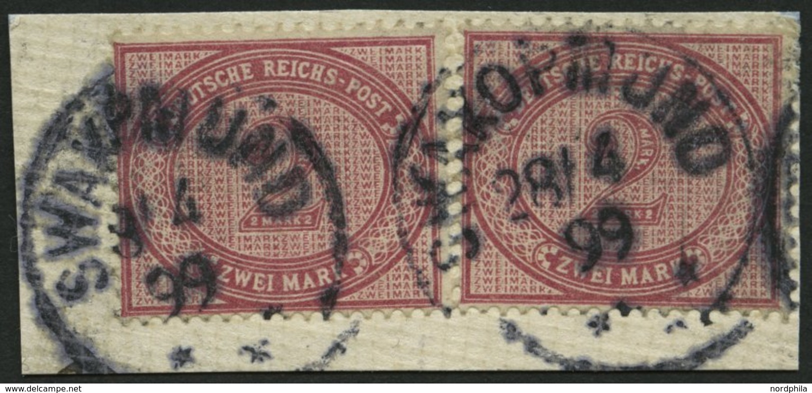 DSWA VS 37e BrfStk, 1899, 2 M. Dunkelrotkarmin, 2x Auf Briefstück, Stempel SWAKOPMUND, Pracht, Gepr. Zenker - Sud-Ouest Africain Allemand