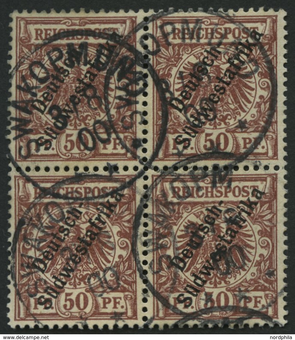 DSWA 10 VB O, 1898, 50 Pf. Lebhaftrötlichbraun Im Viererblock, Pracht - Sud-Ouest Africain Allemand