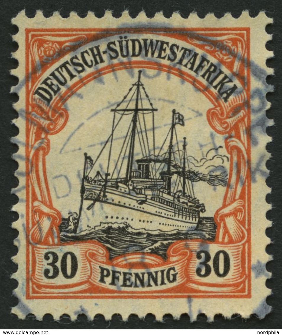 DSWA 28x O, 1911, 30 Pf. Dunkelorange/gelbschwarz Auf Chromgelb, Mit Wz., Stempel KOLMANNSKUPPE, Pracht, Gepr. Mansfeld, - Deutsch-Südwestafrika