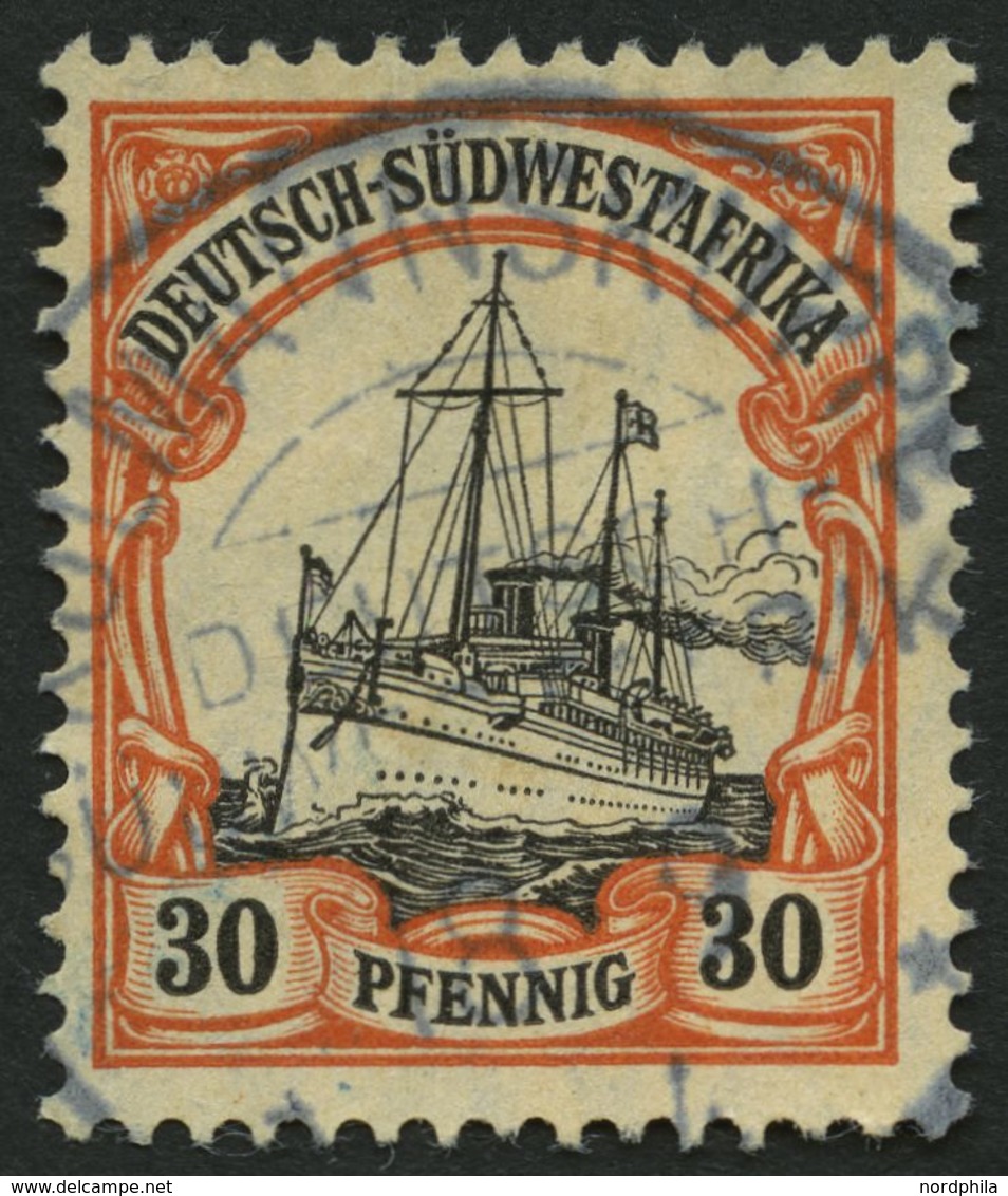 DSWA 28x O, 1911, 30 Pf. Dunkelorange/gelbschwarz Auf Chromgelb, Mit Wz., Stempel KOLMANNSKUPPE, Pracht, Gepr. Mansfeld, - Sud-Ouest Africain Allemand