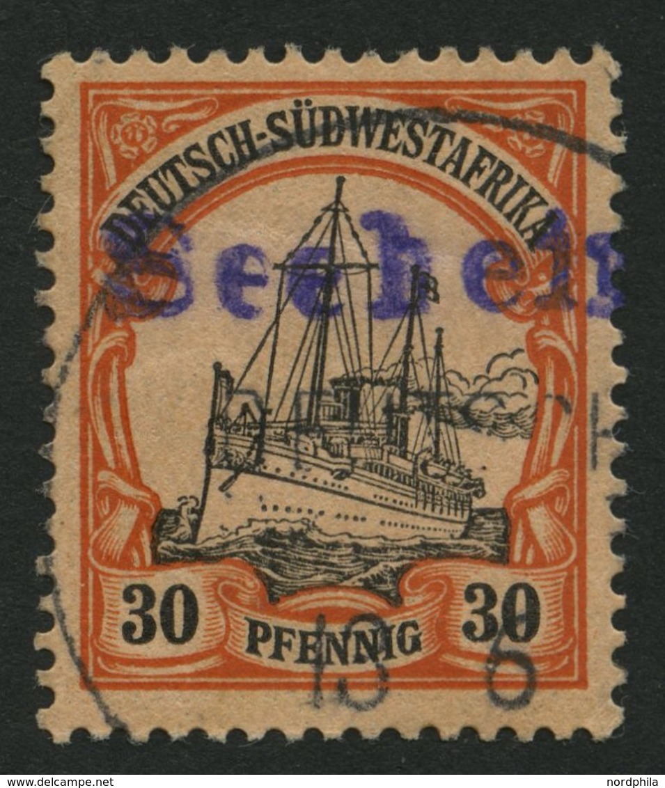 DSWA 16 O, SEEHEIM, Violetter Wd-Stempel Auf 30 Pf., Kleine Bugspur Sonst Pracht - Deutsch-Südwestafrika