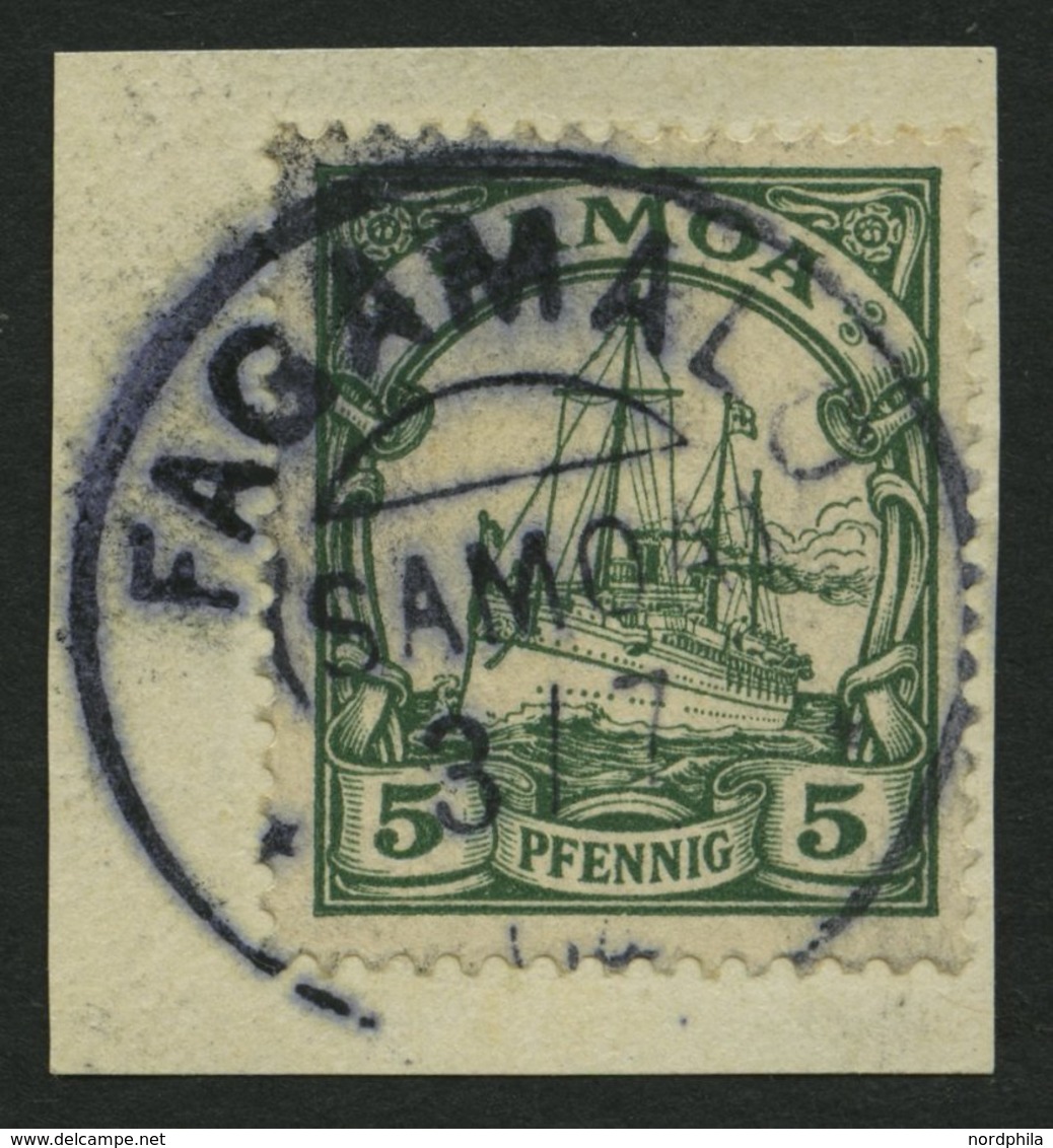 SAMOA 8 BrfStk, 1900, 5 Pf. Grün, Ohne Wz., Stempel FAGAMALO, Prachtbriefstück - Samoa