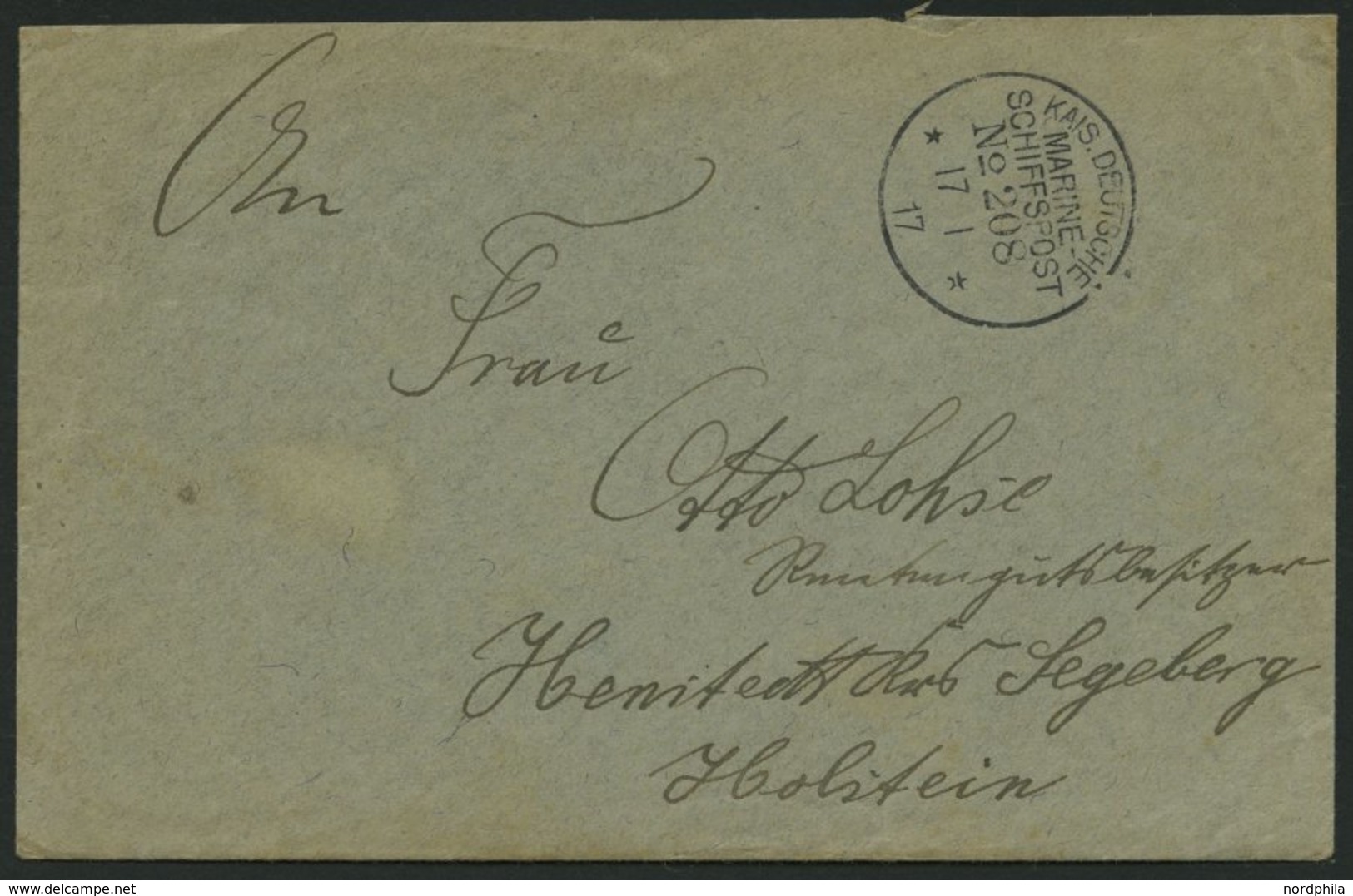 MSP VON 1914 - 1918 208 (Vorposten-Halbflottille WEST), 17.1.1917, Feldpostbrief Von Bord Eines Vorpostenbootes Der Halb - Schiffahrt