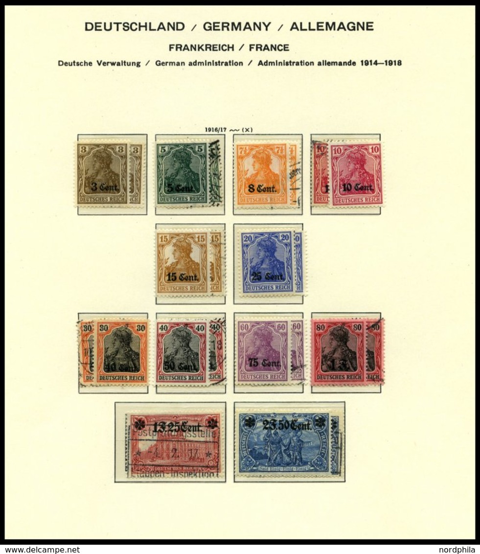 SAMMLUNGEN, LOTS *,o,** , Sammlung Bes.Geb.I Von 1914-18 Mit Mittleren Ausgaben Auf Schaubek Falzlosseiten, Fast Nur Pra - Besetzungen 1914-18