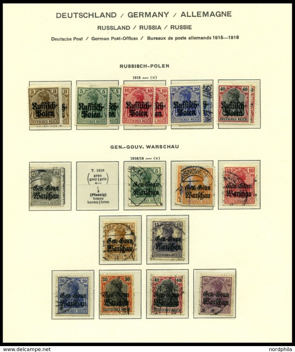 SAMMLUNGEN, LOTS *,o,** , Sammlung Bes.Geb.I Von 1914-18 Mit Mittleren Ausgaben Auf Schaubek Falzlosseiten, Fast Nur Pra - Besetzungen 1914-18