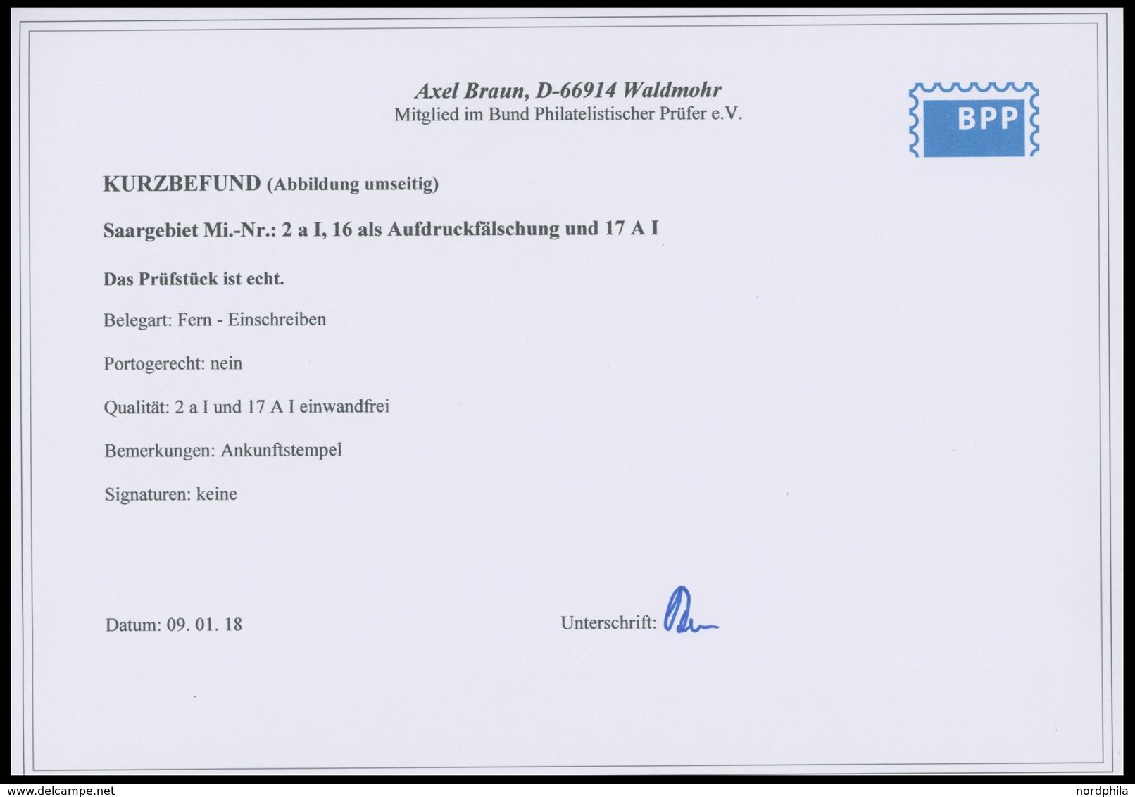 SAARGEBIET 2aI,17AI BRIEF, 1920, 21/2 Pf. Olivgrau Und 1 M. Dunkelkarminrot, Type I, Zusammen Mit 80 Pf. Aufdruckfälschu - Sonstige & Ohne Zuordnung