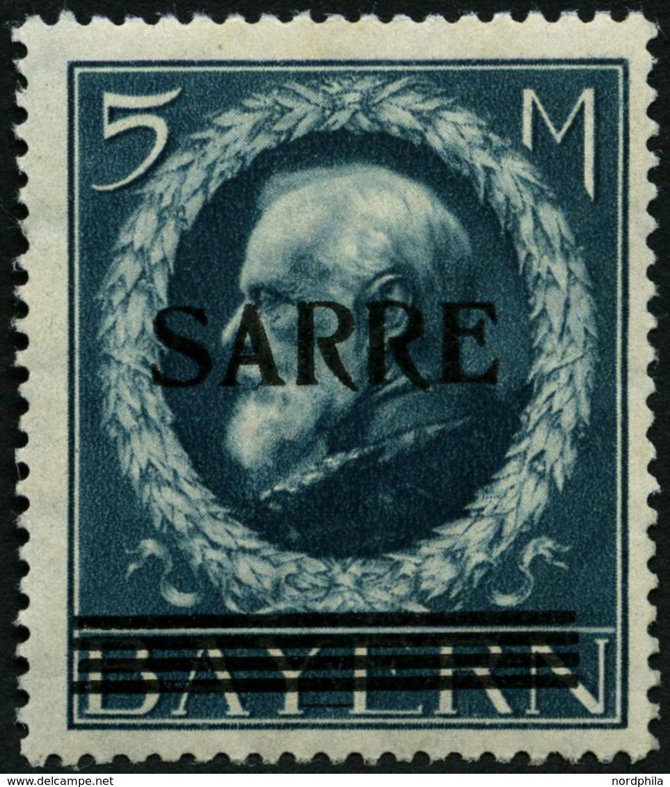 SAARGEBIET 30 *, 1920, 5 M. Bayern-Sarre, Pracht, Gepr. Burger, Mi. 1000.- - Autres & Non Classés