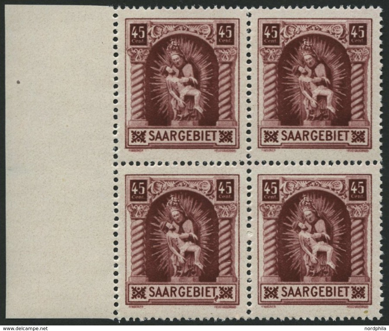 SAARGEBIET 102II **, 1925, 45 C. Madonna Mit Abart Rahmen Unter T Von Saargebiet Nach Oben Gebogen (Feld 45), Im Randvie - Altri & Non Classificati