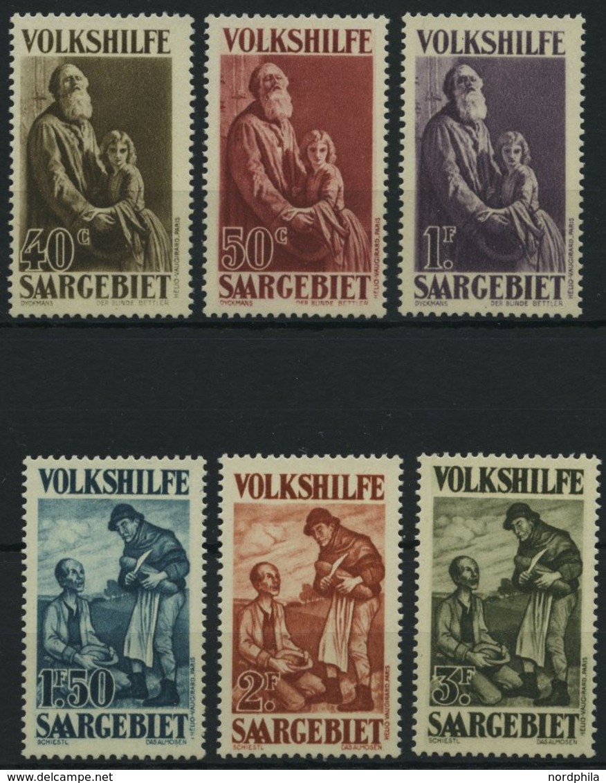 SAARGEBIET 128-33 **, 1928, 40 C. - 3 Fr. Volkshilfe, 6 Prachtwerte, Mi. 232.- - Other & Unclassified